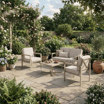 Záhradná zostava, kov, béžová, AZS-B1405 CRM 2