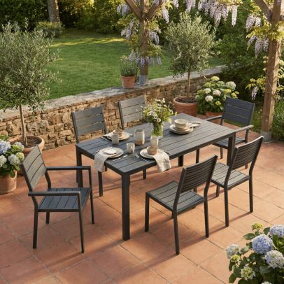 Záhradná zostava 156x78x74cm, polywood, šedá, AZS-B1656 GREY 2