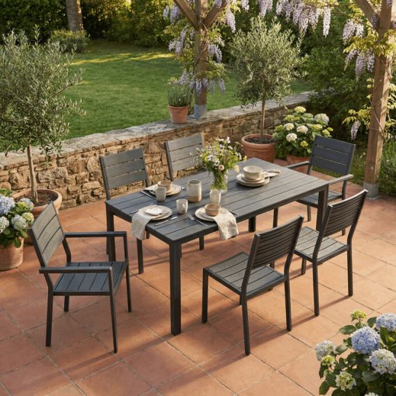 Záhradná zostava 156x78x74cm, polywood, šedá, AZS-B1656 GREY