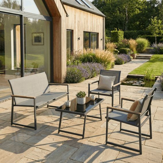 Záhradná zostava, sieťovina, šedá, AZS-S1212 GREY