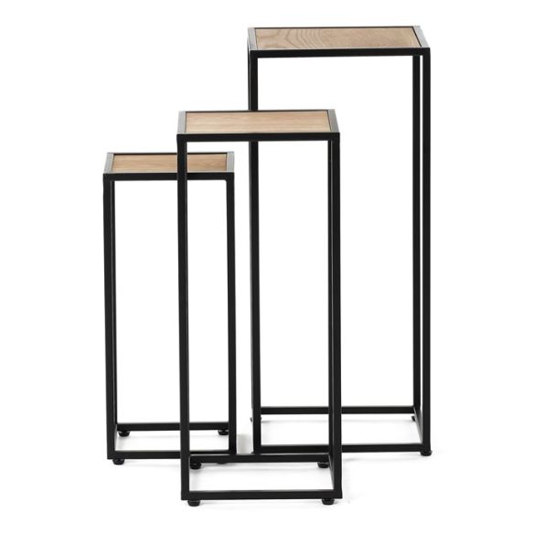 Stojan kovový, s MDF (dyha jaseň), cena za sadu 3 ks