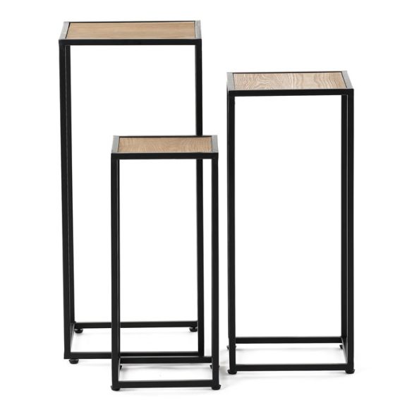 Stojan kovový, s MDF (dyha jaseň), cena za sadu 3 ks