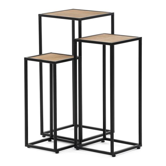 Stojan kovový, s MDF (dyha jaseň), cena za sadu 3 ks