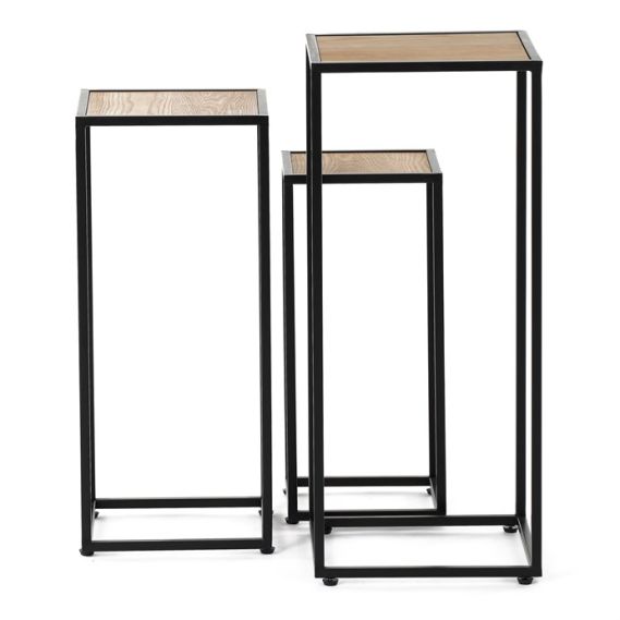 Stojan kovový, s MDF (dyha jaseň), cena za sadu 3 ks