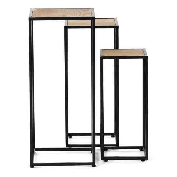 Stojan kovový, s MDF (dyha jaseň), cena za sadu 3 ks