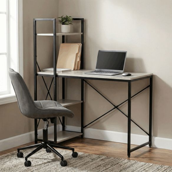 Pracovný stôl 100x48cm, mdf, bielený dub, GD-512 WT