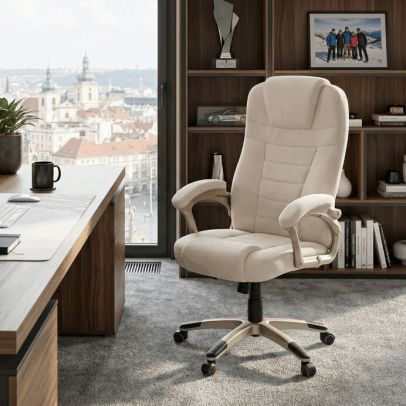 Kancelárske kreslo, hojdací mechanizmus, béžová látka, KA-C713 CRM2 2