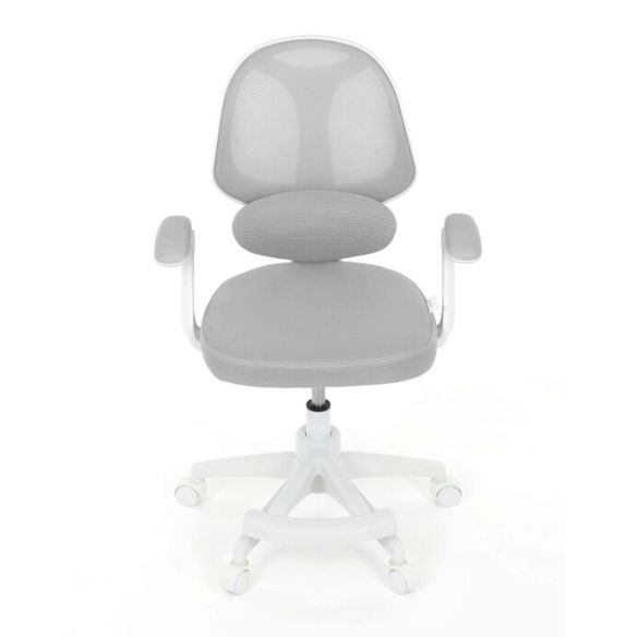 Detská stolička, výškovo nastaviteľná, šedá sieťovina, KA-W8008 GREY