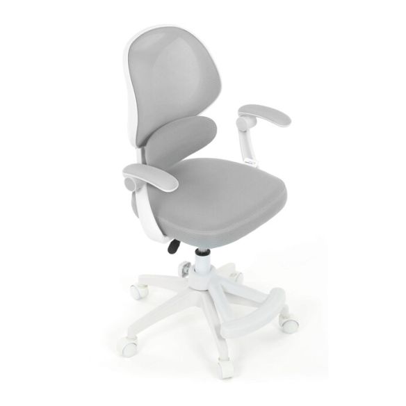 Detská stolička, výškovo nastaviteľná, šedá sieťovina, KA-W8008 GREY