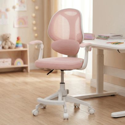 Detská stolička, výškovo nastaviteľná, ružová sieťovina, KA-W8008 PINK 2