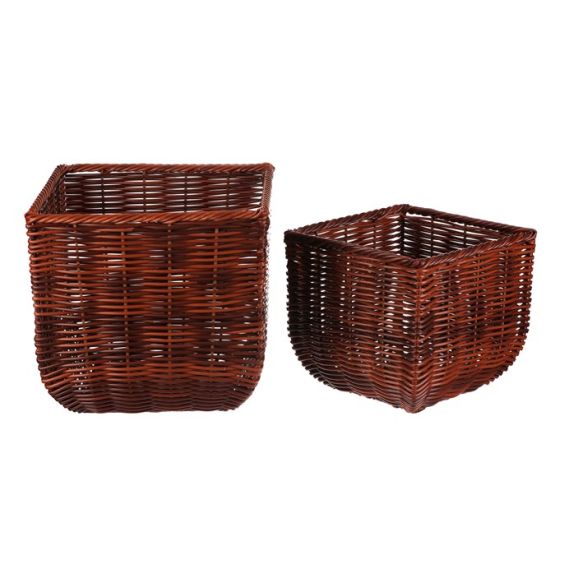 Obal z umelého ratanu - hranatý, hnedý, cena za sadu 2 ks