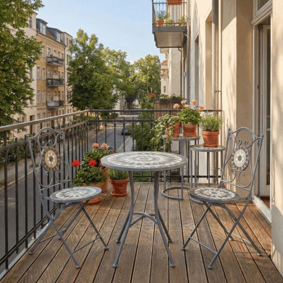 Záhradný set 1+2, kov, keramická mozaika, šedá, US1500 SET