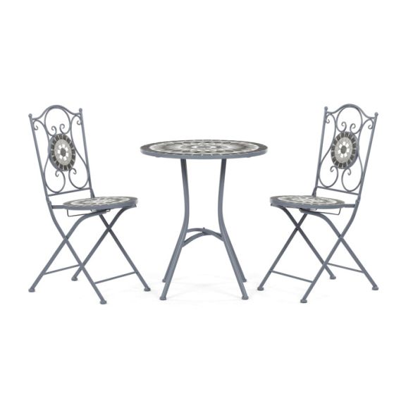 Záhradný set 1+2, kov, keramická mozaika, šedá, US1500 SET