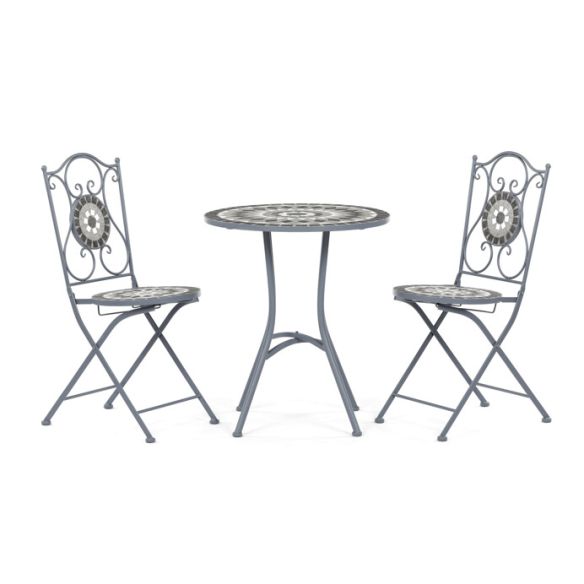 Záhradný set 1+2, kov, keramická mozaika, šedá, US1500 SET