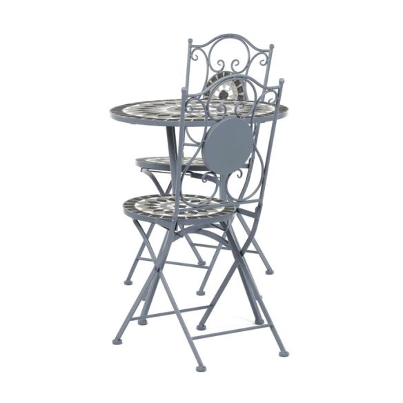 Záhradný set 1+2, kov, keramická mozaika, šedá, US1500 SET